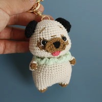 Porte-clés chien au crochet fait main, mignon et amusant, modèle Corgi Pékinois, poupée animale en crochet, breloque de sac, pendentif tricoté