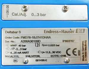 Endress+Hauser S FMD76-1BJ7H1DHAA <span class=keywords><strong>P</strong></span>-<span class=keywords><strong>3</strong></span>...3bar Diferencial Manómetro con 12 Meses de Garantía - Product Image 4