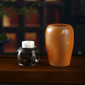 Chinese Antique <b>Glass</b> <b>Candlestick</b> Tapered Shape Copper Base Heat Resistant Home Decoration Zen Tea Room Lamp - Product Image 2