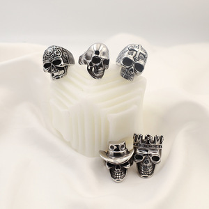 Cincin tengkorak punk Gotik pria dan wanita, cincin tengkorak gaya baru bahan baja tahan karat untuk pria dan wanita - Product Image 2