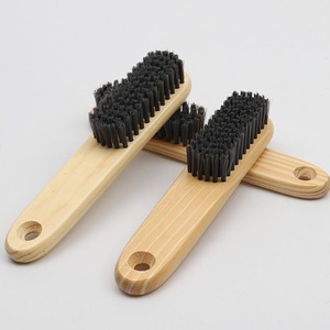 Cepillo para zapatos con mango de madera y cerdas de nailon, juego de 3 piezas para limpieza y eliminación de manchas - Product Image 3