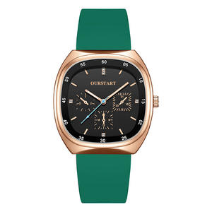 Montre carrée à trois aiguilles sertie de diamants, mouvement à quartz, bracelet en silicone, montre-bracelet unisexe pour étudiants - Product Image 3