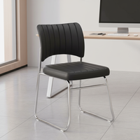 Chaise de bureau exécutive moderne sans accoudoirs en cuir, dossier haut ergonomique pour hôtel et bureau à domicile, structure en acier