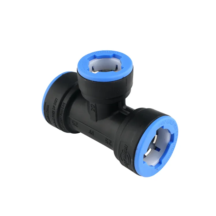 push fit plumbing fittings Quick connection PiPe Fittings one step fast install paired with DN 25 to DN 32 HDPE PE and PVC pipes