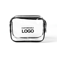 Pochette cosmétique en vinyle personnalisée écologique avec fermeture éclair, transparente, pour le bain, les produits de toilette, le maquillage, sacs à fermeture éclair en PVC réutilisables
