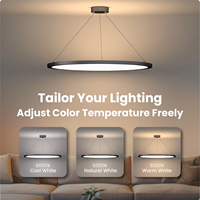 Lampe suspendue linéaire LED moderne Éclairage de plafond Lustre en cercle noir Pendentif en anneau Abat-jour en métal blanc Suspension durable