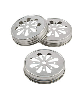 Approvisionnement creux fleur Daisy mason pot couvercle en paille spirale verre bouteille ronde en métal couvercle en fer blanc - Product Image 2