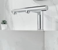 Robinet chromé sans contact trois-en-un : Robinet d'eau + Distributeur de savon + Sèche-mains haute vitesse, avec cartouche en céramique, à poser sur comptoir