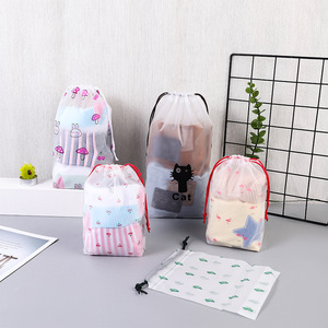 Nueva bolsa de almacenamiento de embalaje de cuerda de tracción translúcida de poliéster <span class=keywords><strong>Cool</strong></span> Frosted Eva Pvc bolsa con cordón - Product Image 5