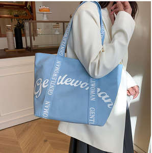 Bolsa de compras personalizada con logotipo de letra impresa bolsa de lona de algodón y Asa - Product Image 5