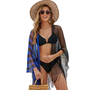 Boho Striped Bathing Suit Cover-ups Plus Size Women Summer Beach Wear Tops Swimsuit Cover Up
