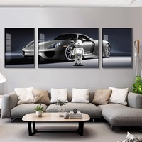Tableau mural Art Déco moderne à trois articulations avec cadre en métal noir pour salon