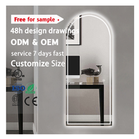 Miroir de salon mural à led Miroir intelligent lumineux pour dressing Vente en gros Miroir pleine longueur à led 65x22 pour salle de bain avec éclairage