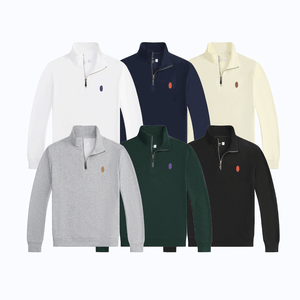 <span class=keywords><strong>Pull</strong></span>-over Polo en Coton Brodé de Luxe Décontracté à Col Zippé pour Homme, Tricot Personnalisé RL Ralphes, Chandails Tricotés pour Hommes - Product Image 1