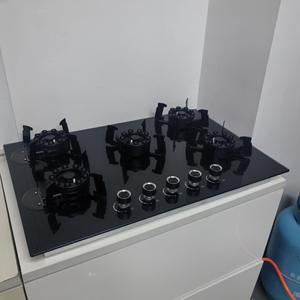 5バーナーガスストーブフリップアップバーナー付き黒強化ガラスクックトップ多機能キッチンクッキング家電ホームコマーシャル - Product Image 1