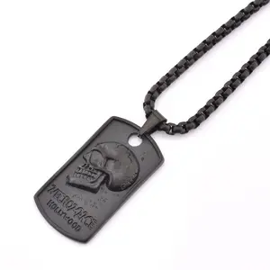 Punk Style Men Matt Black Skull 316L Stainless Steel Charm Necklace For Men Jewelry