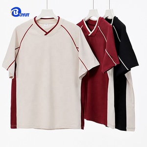 T-shirt da uomo alla moda Vintage a <span class=keywords><strong>mezza</strong></span> <span class=keywords><strong>manica</strong></span> da 240g di cotone pesante a righe di colore larghe cuciture stile College estivo-all'ingrosso - Product Image 6