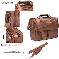 2025 Vintage haute qualité en cuir PU hommes affaires mallette pour ordinateur portable grande capacité sac souple Logo personnalisé étanche caractéristique