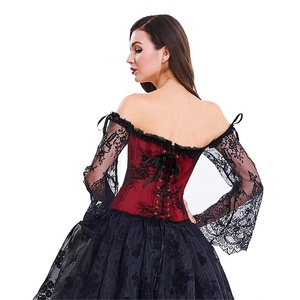 Mode fête de <span class=keywords><strong>mariage</strong></span> Bustiers hauts à porter Sexy à manches longues dentelle femmes Corsets Blouse - Product Image 3
