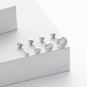 Luxury 925 Sterling <b>Silver</b> Engagement <b>Earring</b> 4.5Mm Woman Fashion <b>Earring</b> Bezel Set Round Cz Screw <b>Back</b> Stud Bridal Jewelry Gift - Product Image 6