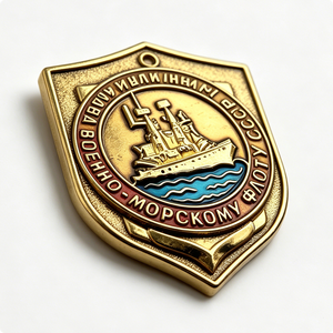 Insignia de la Marina Soviética, Chapada en Oro, Esmalte Duro, Aleación de Zinc, Recuerdo Patriótico, Forma de Ancla, Diseño Irregular - Product Image 4