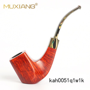 Muxiang Handcrafted Briarwood Smoking Pipe Bent Type With Vulcanized Rubber Mouthpiece Tobacco Pipe - Product Image 3