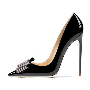 Commercio all'ingrosso su misura di cristallo a punta di farfalla Sexy tacchi alti taglio poco profondo nero pump <span class=keywords><strong>scarpe</strong></span> da donna per la festa 12cm 10cm 8cm - Product Image 1