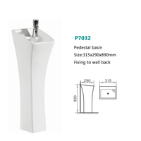 Vasque sur pied étroite monobloc P7032 315x290x890mm en promotion pour petite salle de bain, équipement sanitaire hôtelier