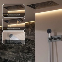 Sistema de Panel de Ducha LED de Lujo Negro FSH OEM 2026 con Barra Deslizante Monomando, Termostático, de Latón y Acero Inoxidable, Garantía de 3 Años