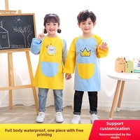 Weavewin Tablier d'art en coton imperméable imprimé avec logo personnalisé à manches longues pour la maternelle Tablier d'habillage inversé Peinture Smock pour enfants