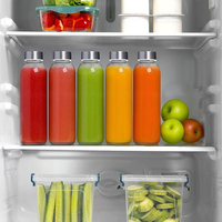 Bouteilles en verre transparent réutilisables de 18 oz avec couvercles, ensemble de 8 bouteilles à jus, pots à boisson