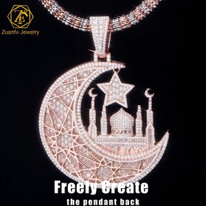 Di lusso personalizzato 925 argento ghiacciato Moissanite con ciondolo in stile Hip Hop Logo foto della luna collana e ciondoli unici 925 mancanti