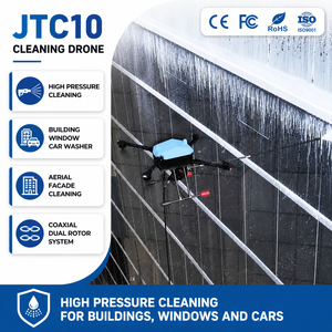โดรนทำความสะอาด JTC10 ระบบฉีดน้ำแรงดันสูง สำหรับทำความสะอาดหน้าต่างอาคารและล้างรถ พร้อมระบบใบพัดคู่แบบโคแอกเชียล - Product Image 1