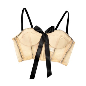Sin anillo de acero Cartílago <span class=keywords><strong>Body</strong></span> Shaping Sexy Sling Backless Beaded Tube Top Tipo corto Cintura Color-Blocking Bow Top - Product Image 1