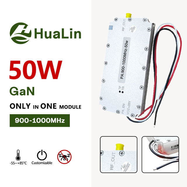 50W 900-1000MHz UHF Band Module 47dBm Built-in Signal Source Protected C-UAS RF Power Amplifier