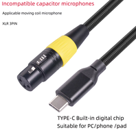 Câble USB-C vers XLR Femelle, Câble Microphone USB-C Mâle vers XLR Femelle 3 Broches, Connecteur Audio et Données pour Ordinateur, 2/3 Mètres