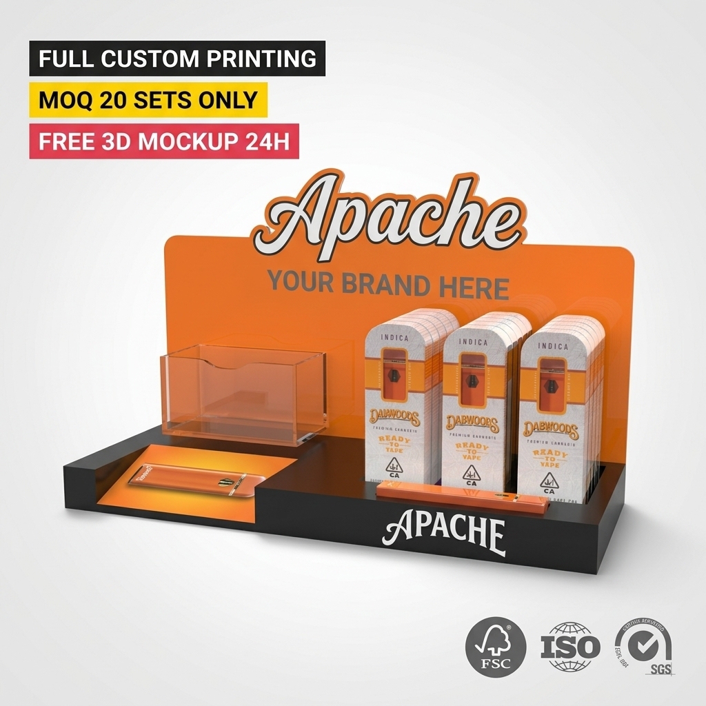 Wholesale Acrylic Tobacco Display Stand Countertop Cigarette Holder Smoke Shop Counter Rack Lighter Rolling Paper Organizer OEM