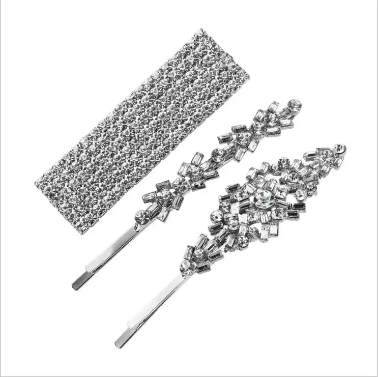 New Glass Crystal rhinestone Hair Pins set for Women Girls Fashion Korean Hair Jewelry Barrette Brand Design Hair Clips