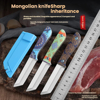 Couteaux plats tranchants en acier inoxydable 3CR14 pour l'extérieur, la viande mongole, la coupe de fruits et la maison