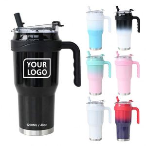 Customizable Logo 40 oz Outdoor Double-Walled Insulated Tumbler Cup Handle 30 oz 40 oz 4 Cup Sealing Machine Includes Spoon - Product Image 3