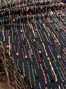 Tela de Encaje con Cuentas de Cristal Elegante con Bordado Floral, Tela de Lujo para Vestido de Noche, Traje de Fiesta, Diseño de Moda - Product Image 3