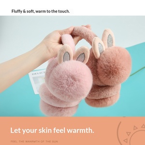 Orejeras de Invierno con Orejas de Conejo, Suaves y de Felpa, con Peluche Sintético, Protección Contra el Frío para Mujeres y Niñas - Product Image 3
