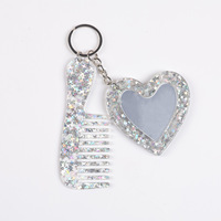 Porte-clés en forme de cœur avec paillettes d'acide acétique et miroirs de maquillage pour sacs, décorations suspendues, porte-clés en plastique personnalisé