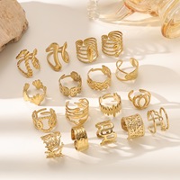 Bague empilable pour femme, style occidental, plaqué or 18 carats, nouveau design, ronde irrégulière, en acier inoxydable, réglable, ne ternit pas