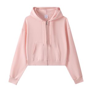 <span class=keywords><strong>Felpa</strong></span> <span class=keywords><strong>con</strong></span> Cappuccio e Zip a <span class=keywords><strong>Maniche</strong></span> <span class=keywords><strong>Corte</strong></span> in Pile Pesante 330g per Donna, Oversize Autunnale, Semplice e Versatile - Product Image 6