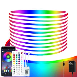 Weicao LED Neon Light Strips RGB Music Sync APP Control IP65 Waterproof Flexible LED Rope Lights 44 Keys Remote