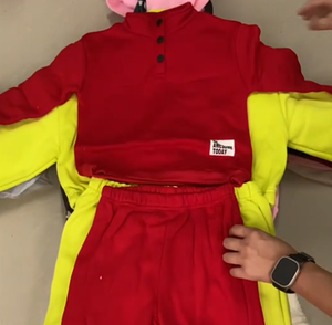 Sonbahar ve Kış Çocuk Giyim Seti Günlük Düz Renk Kamgarn Eşofman Takımı Şık İki Parçalı Takım Erkek ve Kız Çocuklar İçin - Product Image 4