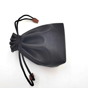 Sac seau en cuir véritable avec logo personnalisé par sublimation, petit sac à cordon noir, sacs cadeaux, plateaux EDC - Product Image 4