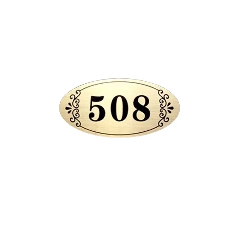 OEM Metal Gold Aluminium Room Number Plate for Hotels and Office Door