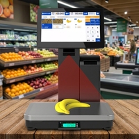 Balance de pesage à reconnaissance IA Longfly pour supermarchés, processeur Intel Core-I5, caméra HD 200W, impression d'étiquettes de codes-barres, TPV